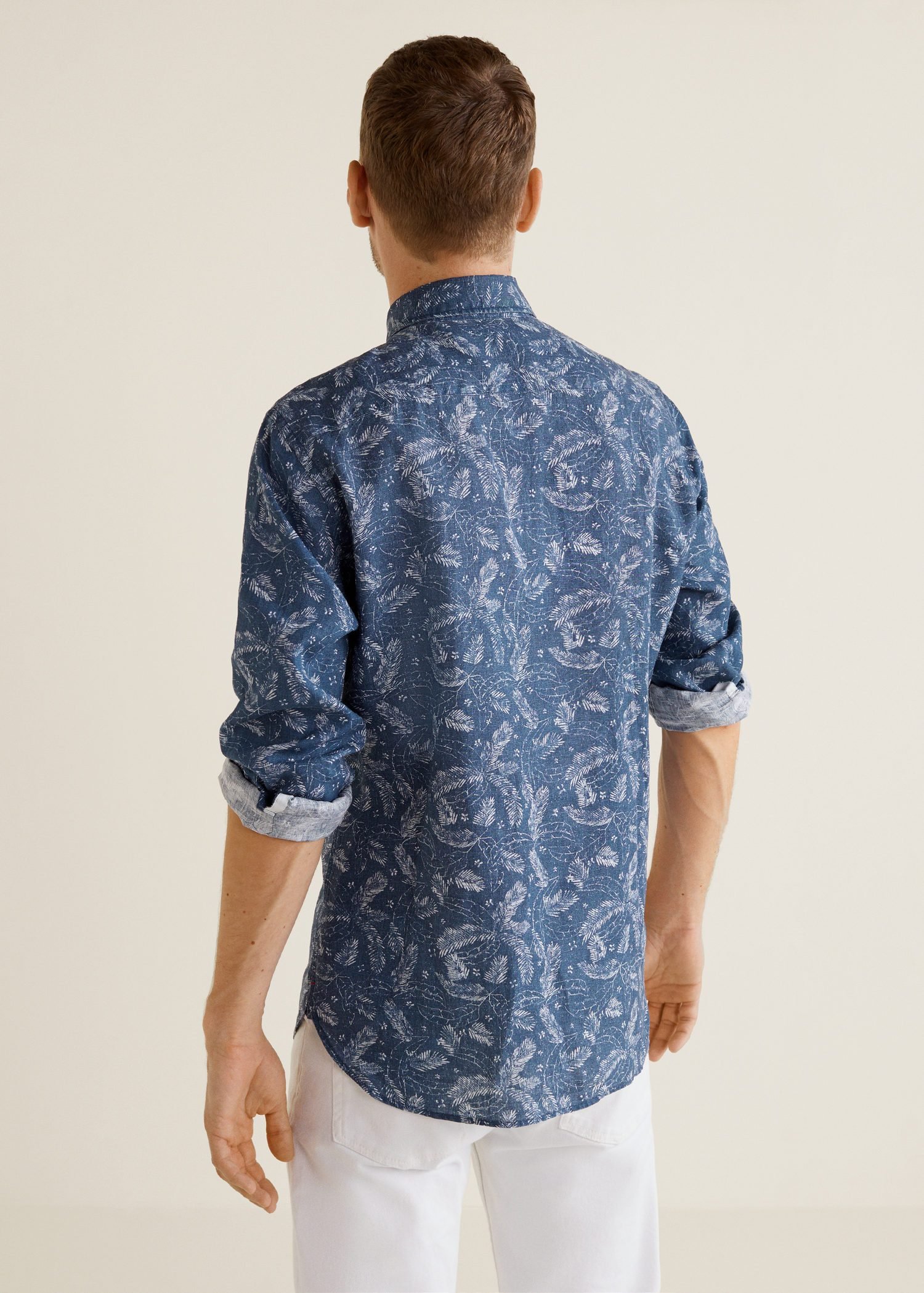 Slim-fit leaf-print linen shirt - Image 2